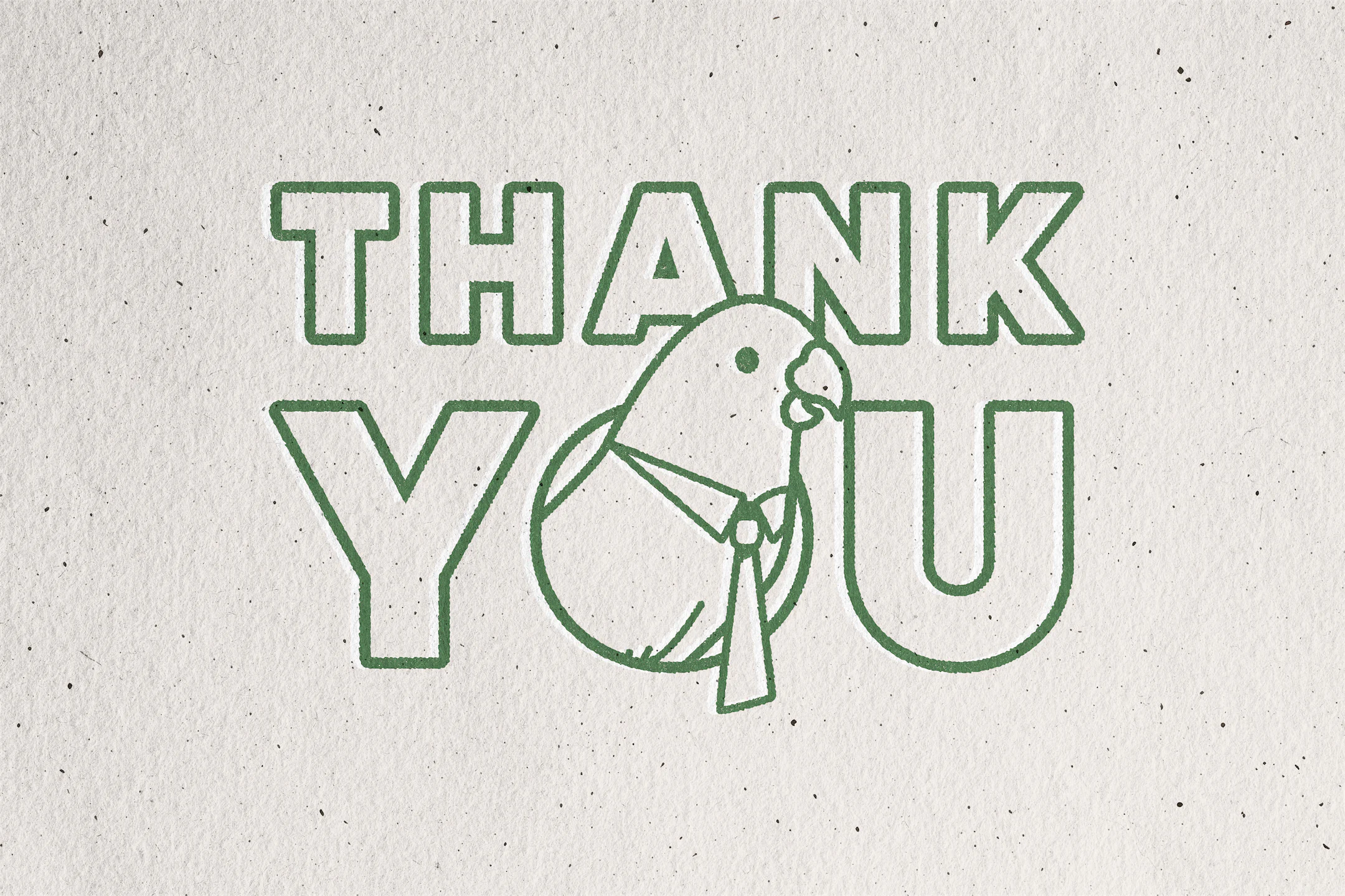 Thank-you stamp design featuring the Houtz CPA parrot mascot
